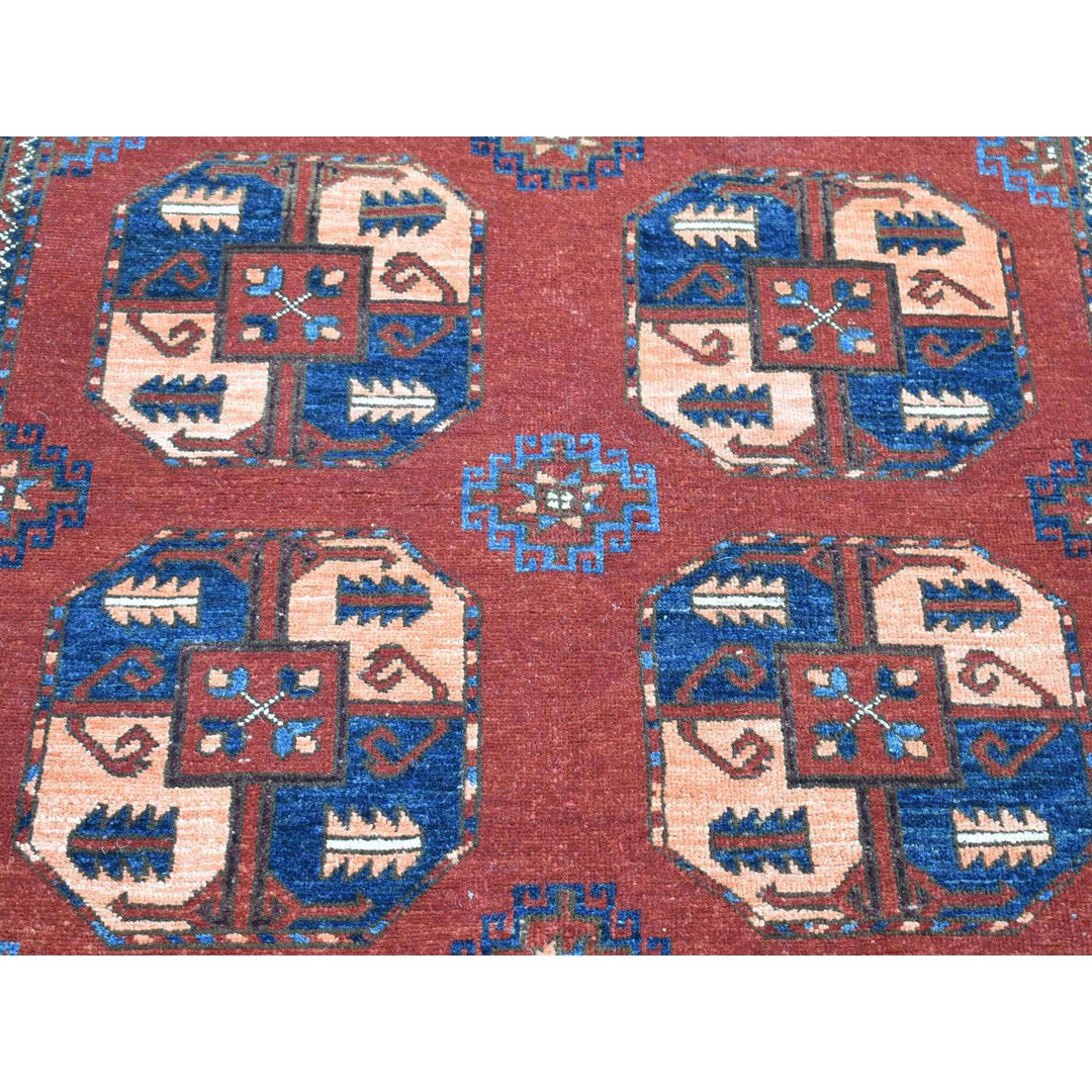 3'10" x 5'10" New Hand Knotted Red Wool Rectangle Oriental Rug - MOA10280165