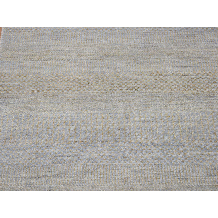 2'8" x 9'1" New Hand Knotted Grey Wool & Silk Runner Oriental Rug - MOA10280167