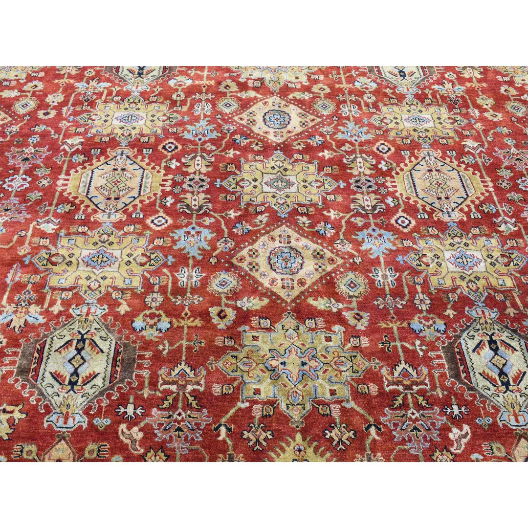 11'9" x 14'10" New Hand Knotted Red Wool Rectangle Oriental Rug - MOA10280222