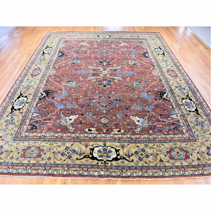 12'0" x 14'10" New Hand Knotted Red Wool Rectangle Oriental Rug - MOA10280223