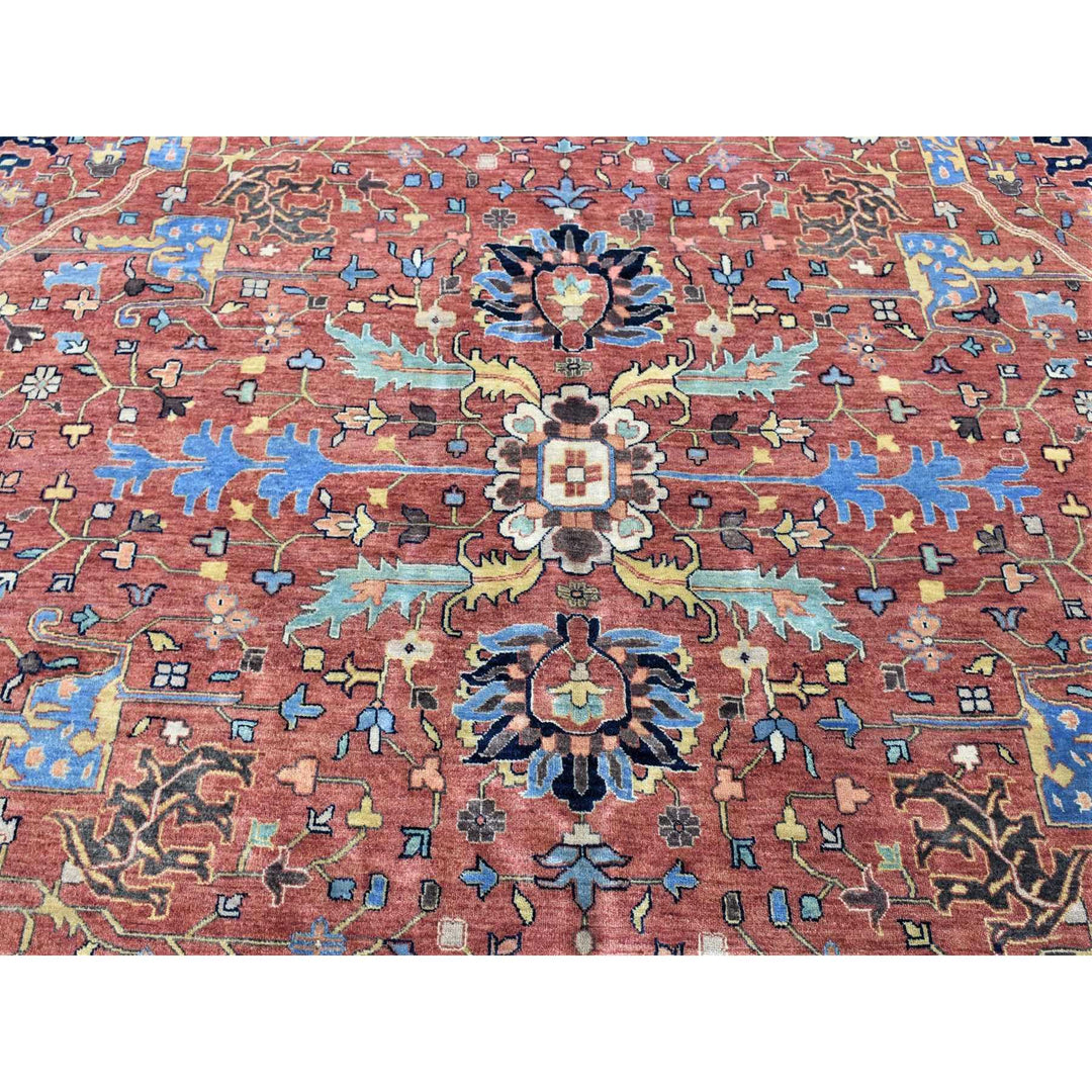 12'0" x 14'10" New Hand Knotted Red Wool Rectangle Oriental Rug - MOA10280223