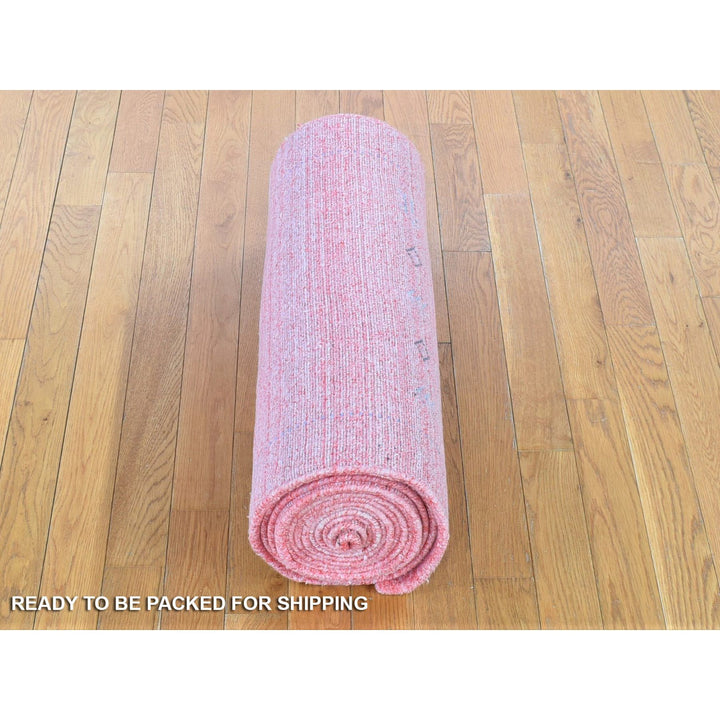 2'6" x 17'10" New Hand Loomed Pink Wool & Art Silk Runner Oriental Rug - MOA10280238