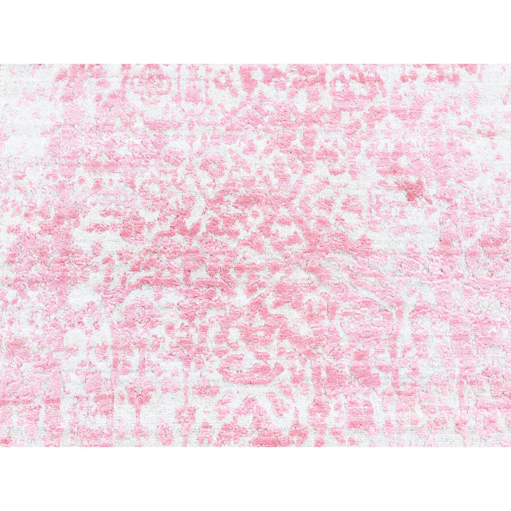 2'6" x 7'9" New Hand Knotted Pink Wool & Pure Silk Runner Oriental Rug - MOA10280252