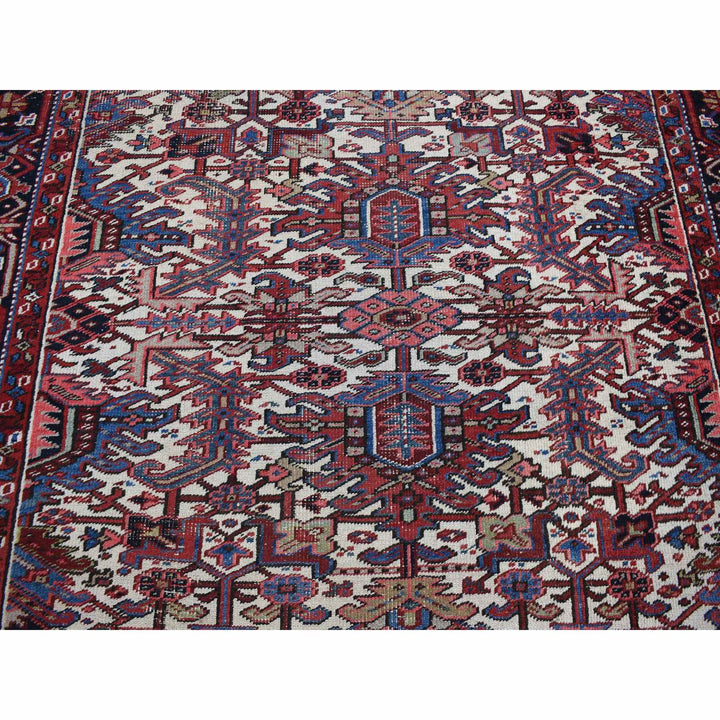 7'6" x 10'4" Vintage Hand Knotted Ivory Wool Rectangle Oriental Rug - MOA10280265