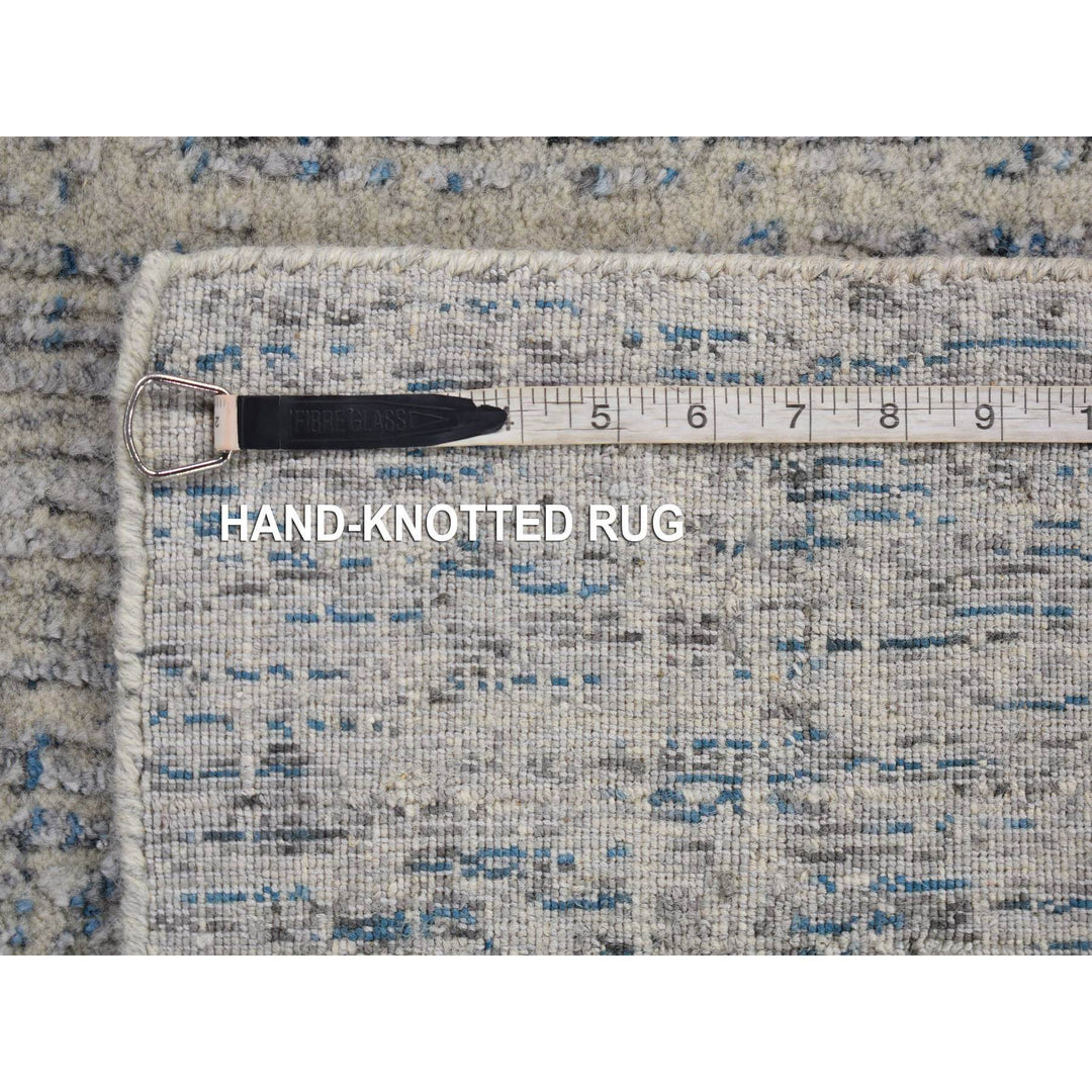 2'6" x 9'8" New Hand Loomed Blue Wool & Art Silk Runner Oriental Rug - MOA10280274