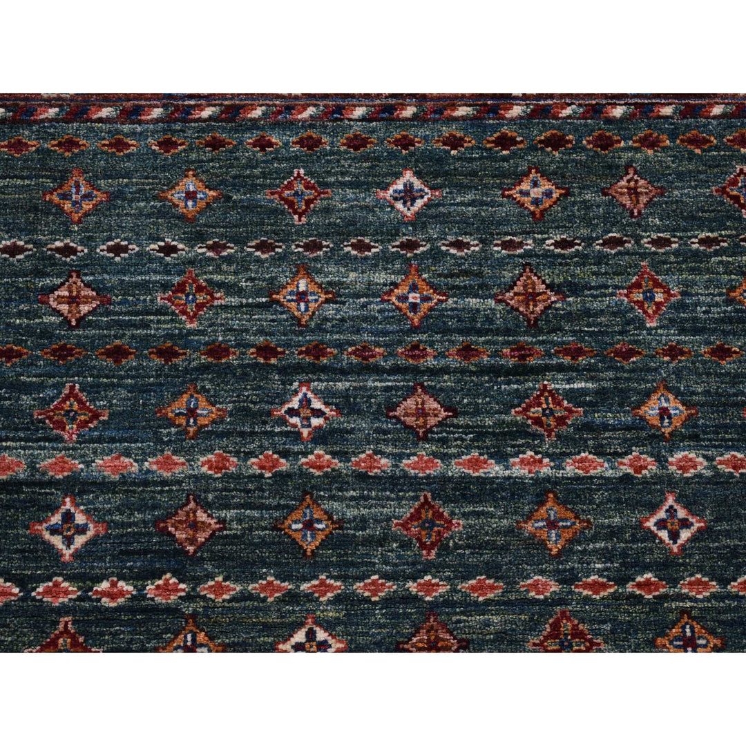 3'6" x 5'3" New Hand Knotted Green Wool Rectangle Oriental Rug - MOA10280275