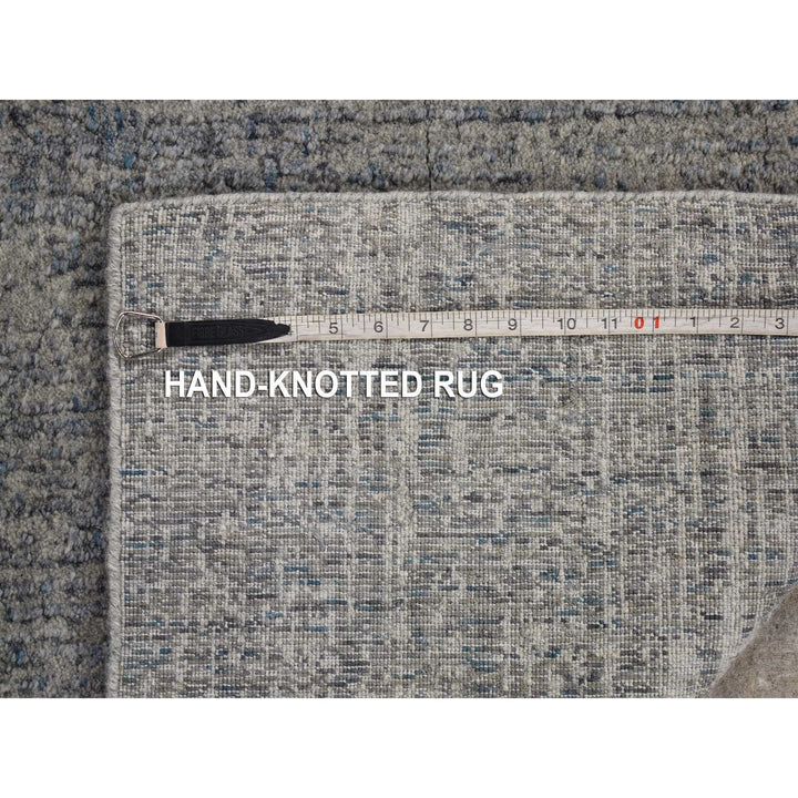 2'5" x 10'8" New Hand Loomed Blue Wool & Art Silk Runner Oriental Rug - MOA10280277