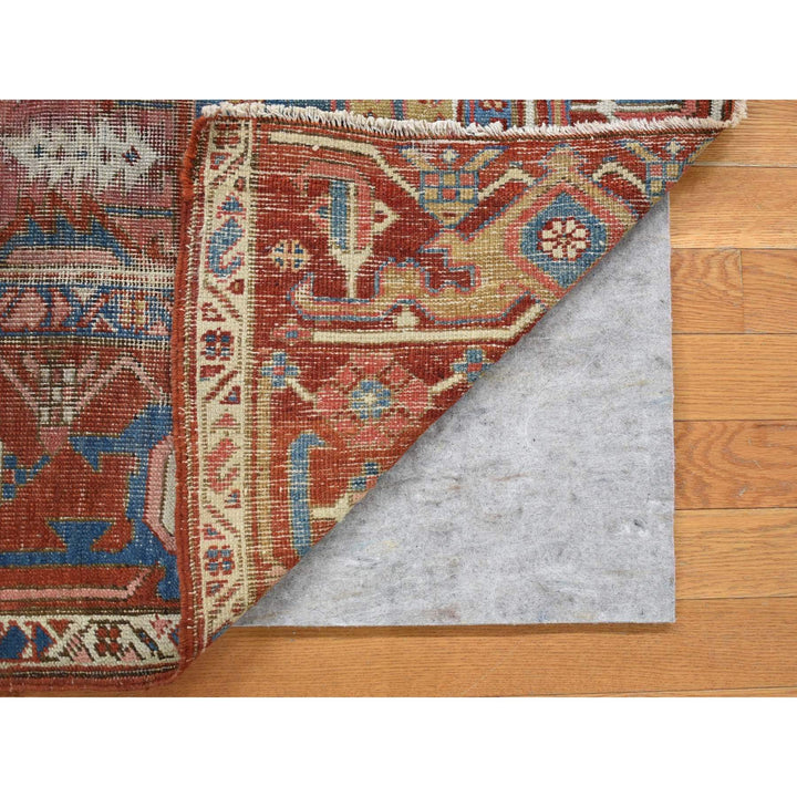 5'0" x 5'2" Vintage Hand Knotted Red Wool Square Oriental Rug - MOA10280294