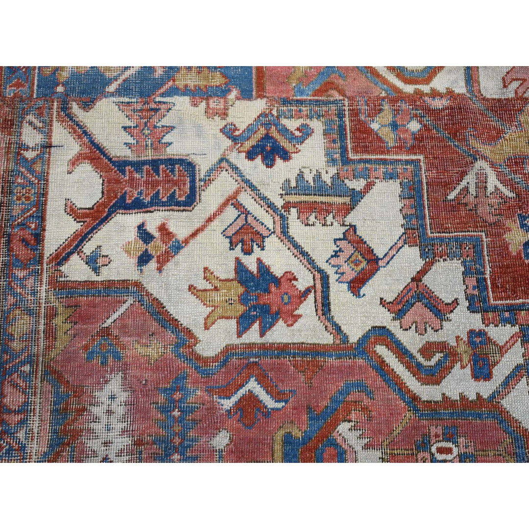 5'0" x 5'2" Vintage Hand Knotted Red Wool Square Oriental Rug - MOA10280294