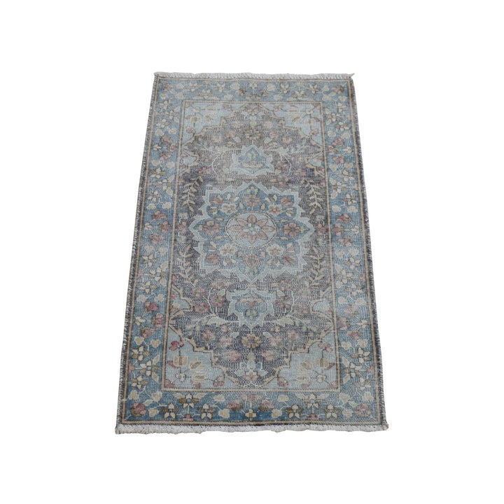 1'9" x 3'8" New Hand Knotted Blue Cotton Rectangle Oriental Rug - MOA10280304