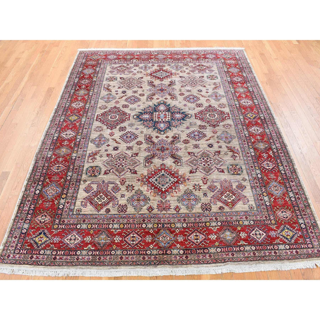 8'4" x 10'2" New Hand Knotted Beige Wool Rectangle Oriental Rug - MOA10280323