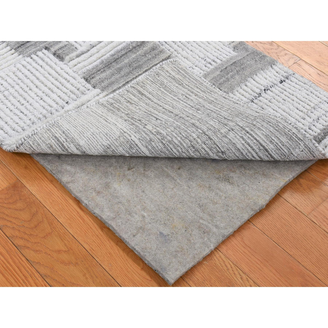 2'0" x 3'0" New Hand Loomed Grey Wool Rectangle Oriental Rug - MOA10280333