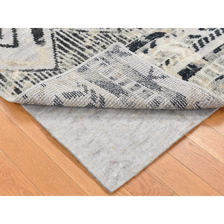 3'0" x 3'1" New Hand Knotted Grey Wool Square Oriental Rug - MOA10280335