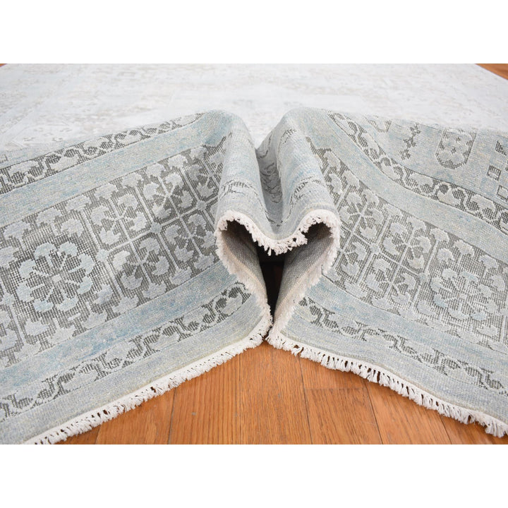 8'1" x 10'5" New Hand Knotted Blue Wool & Silk Rectangle Oriental Rug - MOA10280391