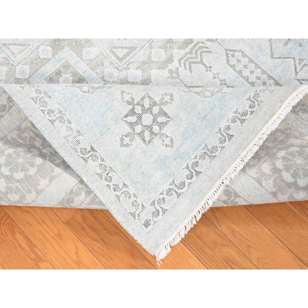 8'1" x 10'5" New Hand Knotted Blue Wool & Silk Rectangle Oriental Rug - MOA10280391