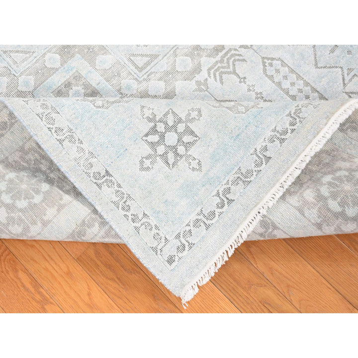 8'1" x 10'5" New Hand Knotted Blue Wool & Silk Rectangle Oriental Rug - MOA10280391