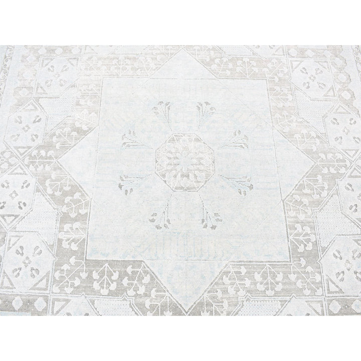 8'1" x 10'5" New Hand Knotted Blue Wool & Silk Rectangle Oriental Rug - MOA10280391