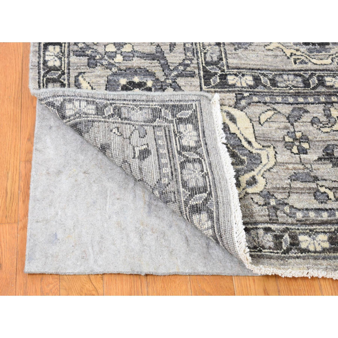 9'1" x 12'3" New Hand Knotted Grey Wool Rectangle Oriental Rug - MOA10280452