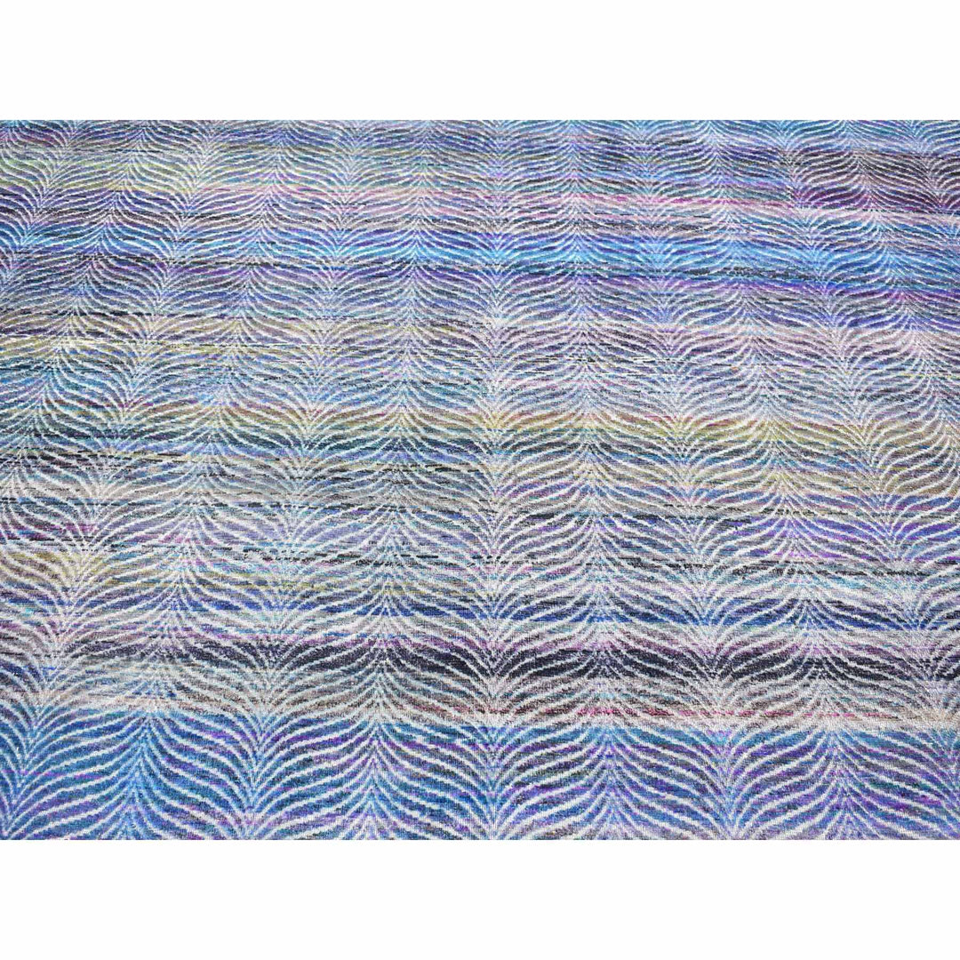 9'0" x 12'2" New Hand Knotted Multicolored Wool & Silk Rectangle Oriental Rug - MOA10280453