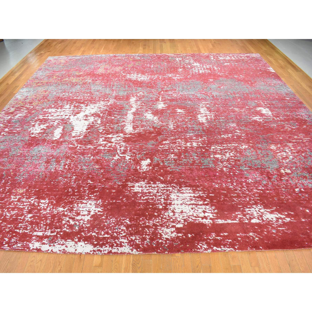 15'3" x 16'6" New Hand Knotted Red Wool Rectangle Oriental Rug - MOA10280515