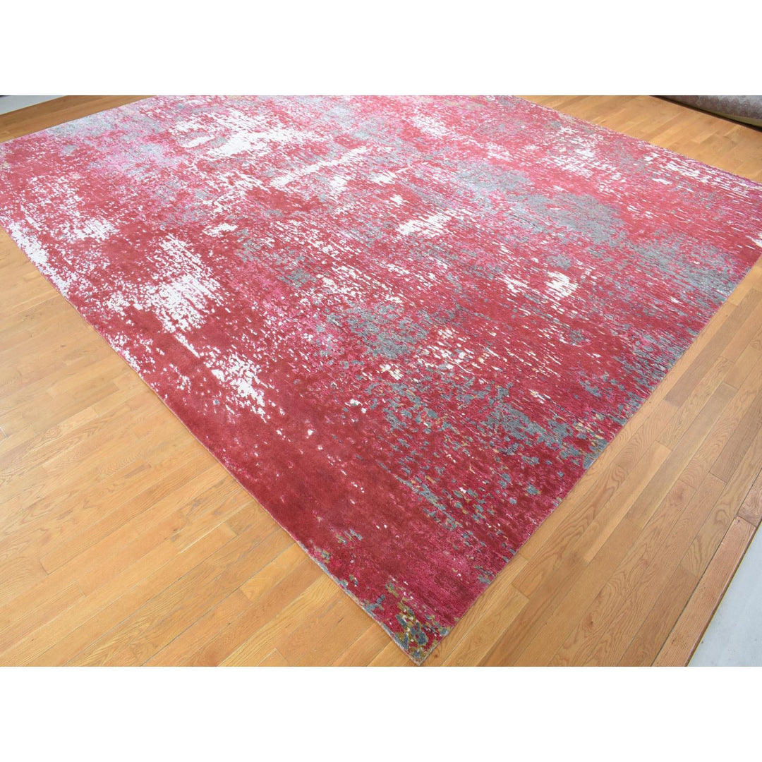 15'3" x 16'6" New Hand Knotted Red Wool Rectangle Oriental Rug - MOA10280515