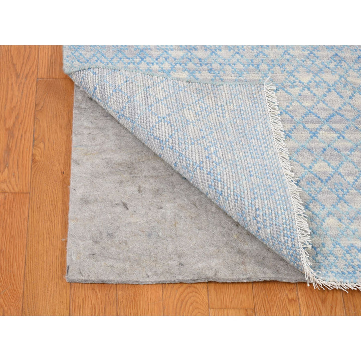 8'0" x 8'0" New Hand Knotted Blue Wool Square Oriental Rug - MOA10280529