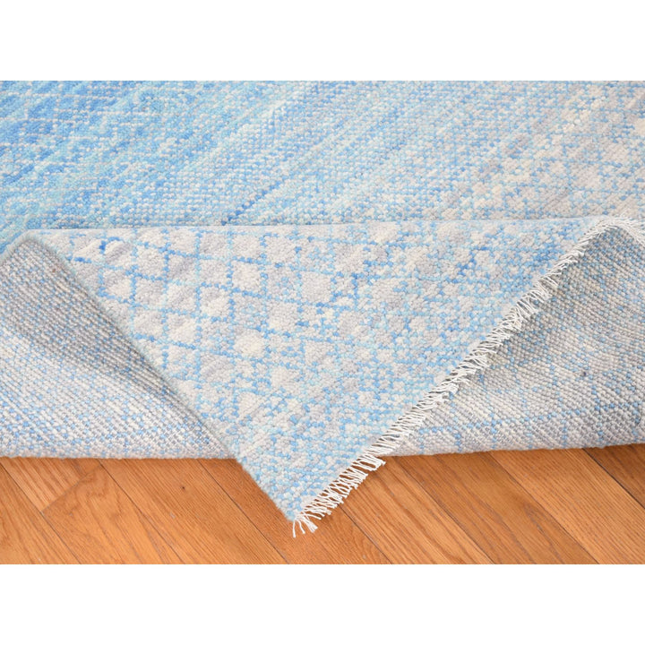 8'0" x 8'0" New Hand Knotted Blue Wool Square Oriental Rug - MOA10280529