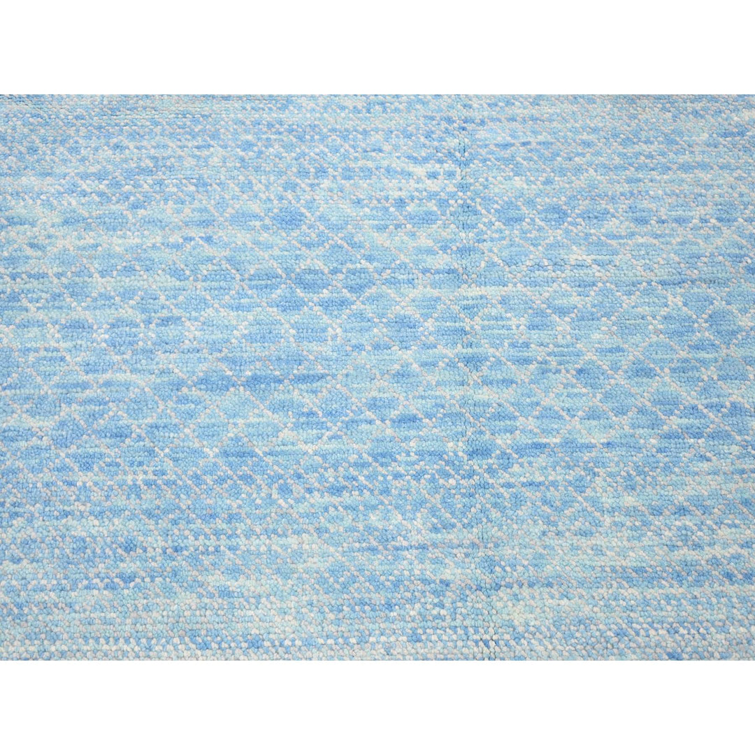 8'0" x 8'0" New Hand Knotted Blue Wool Square Oriental Rug - MOA10280529