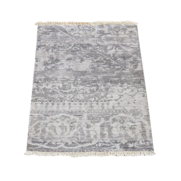 2'0" x 3'0" New Hand Knotted Grey Cotton Rectangle Oriental Rug - MOA10280558