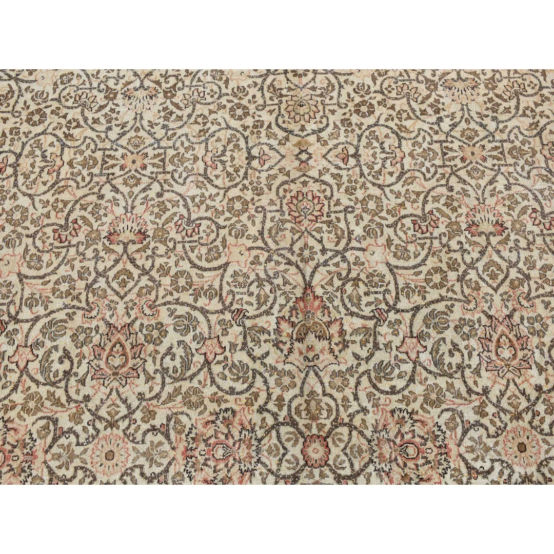 8'6" x 12'1" Vintage Hand Knotted Beige Wool Rectangle Oriental Rug - MOA10280589