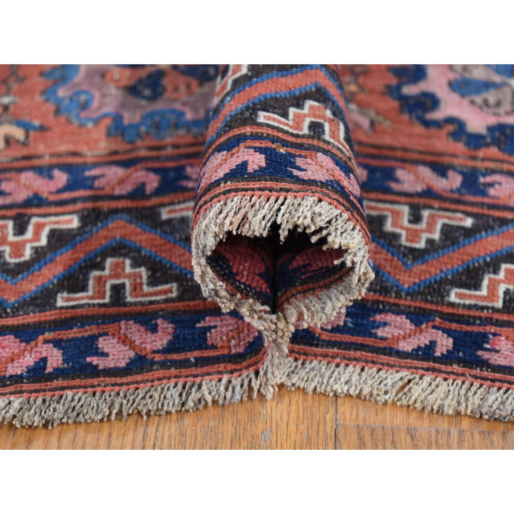 7'0" x 11'0" Vintage Hand Knotted Red Wool Rectangle Oriental Rug - MOA10280599