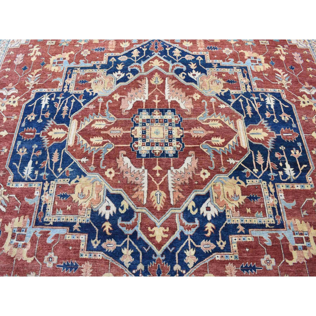 10'1" x 13'9" New Hand Knotted Red Wool Rectangle Oriental Rug - MOA10280634