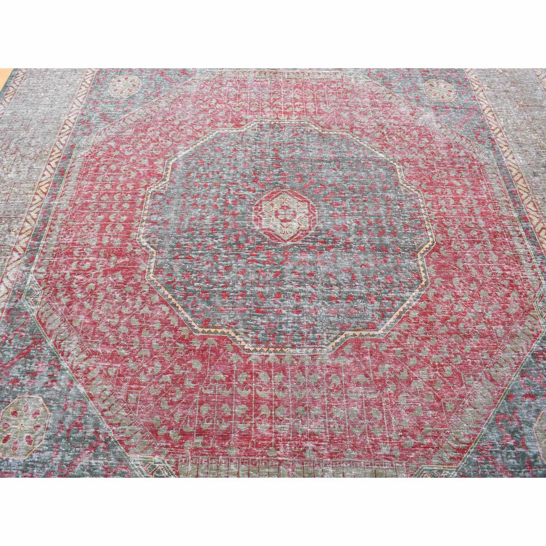 9'6" x 13'10" New Hand Knotted Green Wool Rectangle Oriental Rug - MOA10280650