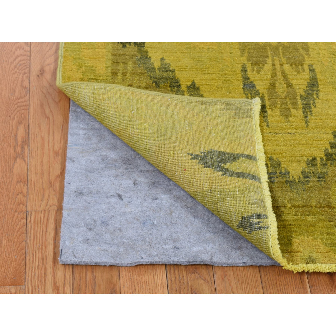 6'2" x 9'2" New Hand Knotted Yellow Wool Rectangle Oriental Rug - MOA10280655