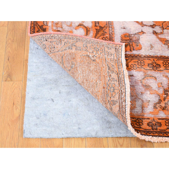 8'1" x 10'9" Vintage Hand Knotted Orange Wool Rectangle Oriental Rug - MOA10280665