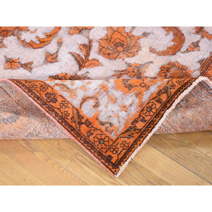 8'1" x 10'9" Vintage Hand Knotted Orange Wool Rectangle Oriental Rug - MOA10280665