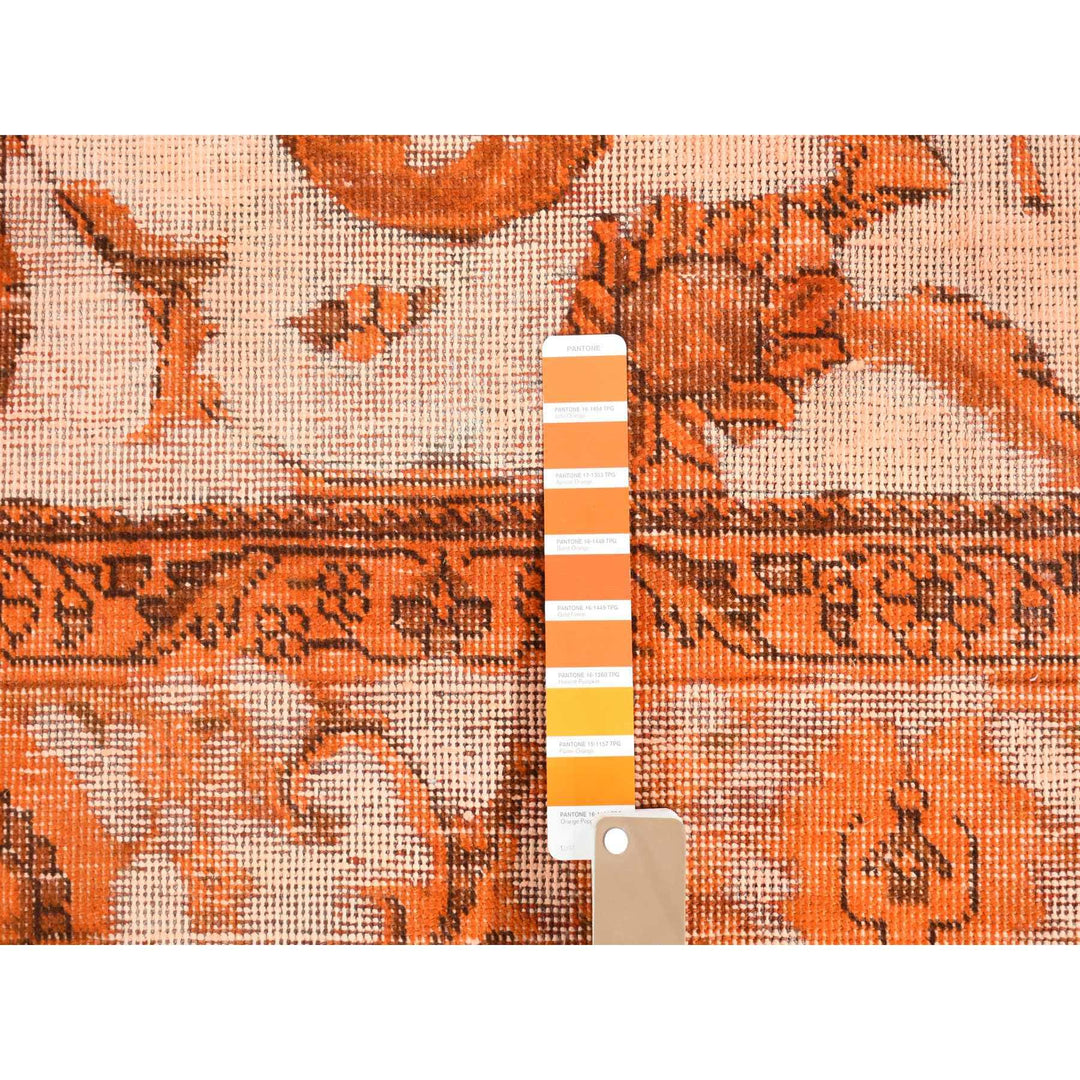 8'1" x 10'9" Vintage Hand Knotted Orange Wool Rectangle Oriental Rug - MOA10280665