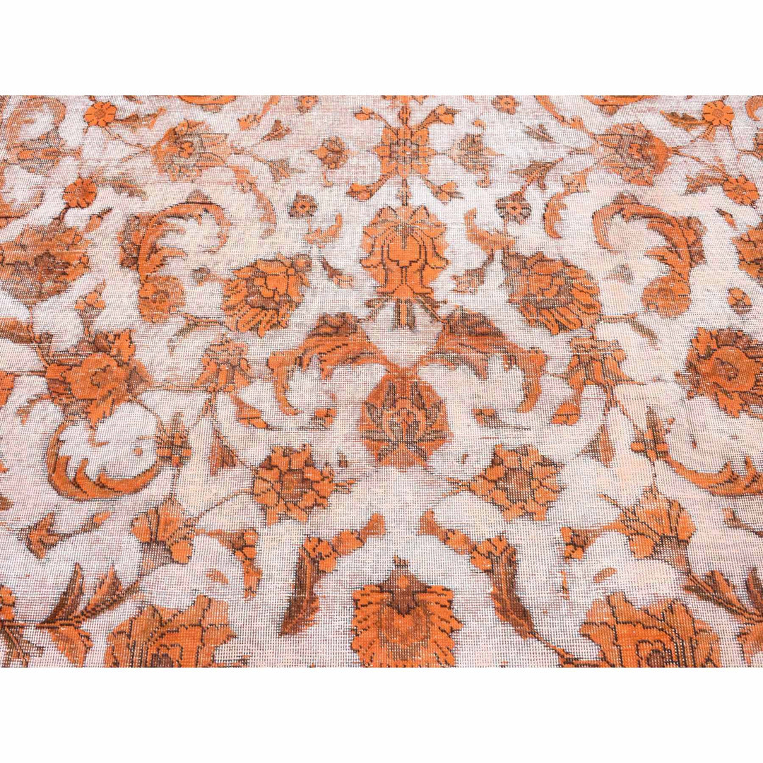 8'1" x 10'9" Vintage Hand Knotted Orange Wool Rectangle Oriental Rug - MOA10280665