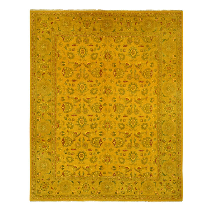 8'2" x 10'1" New Hand Knotted Yellow Cotton Rectangle Oriental Rug - MOA10280667