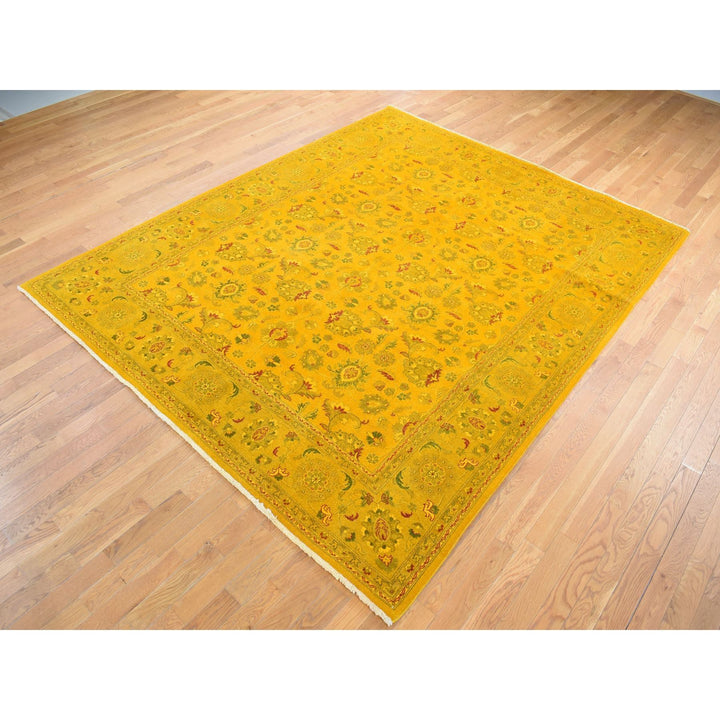 8'2" x 10'1" New Hand Knotted Yellow Cotton Rectangle Oriental Rug - MOA10280667