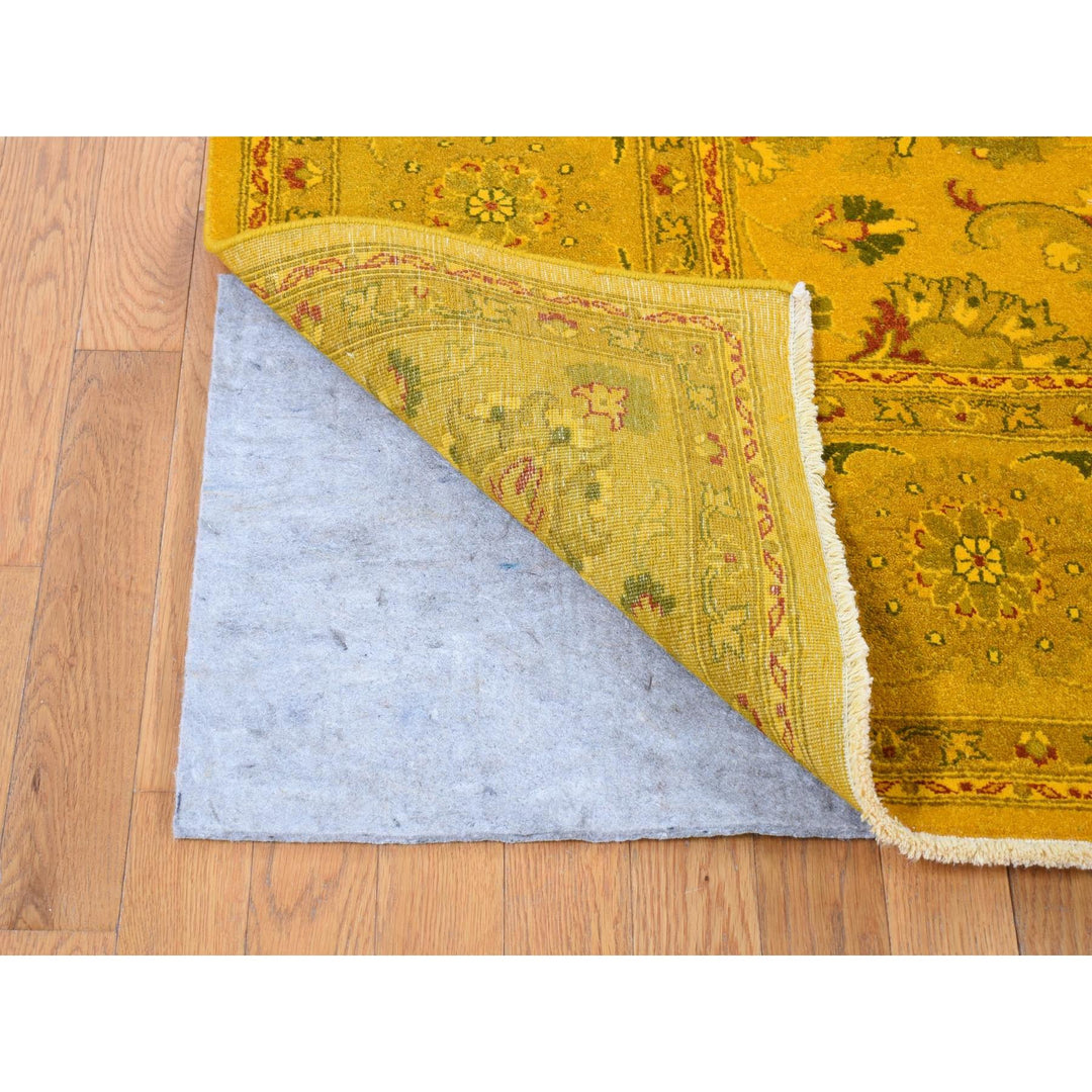 8'2" x 10'1" New Hand Knotted Yellow Cotton Rectangle Oriental Rug - MOA10280667