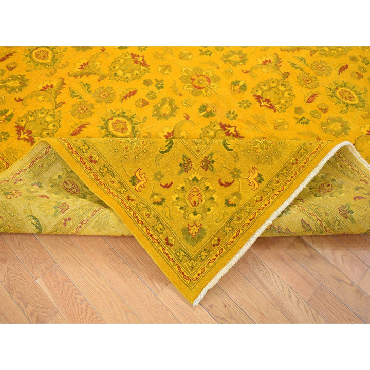 8'2" x 10'1" New Hand Knotted Yellow Cotton Rectangle Oriental Rug - MOA10280667