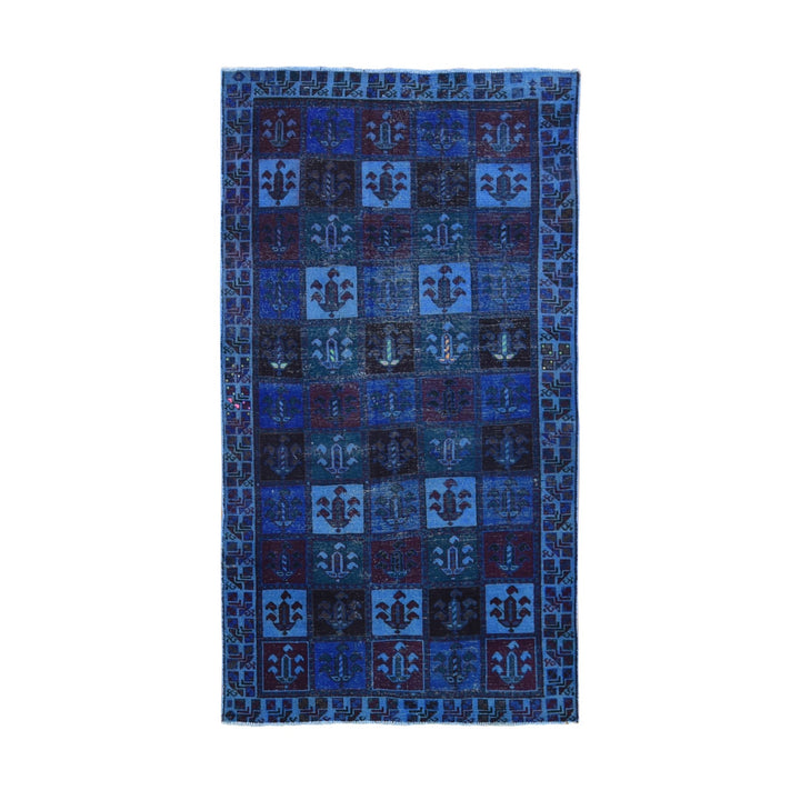 4'3" x 8'2" New Hand Knotted Blue Wool Rectangle Oriental Rug - MOA10280671