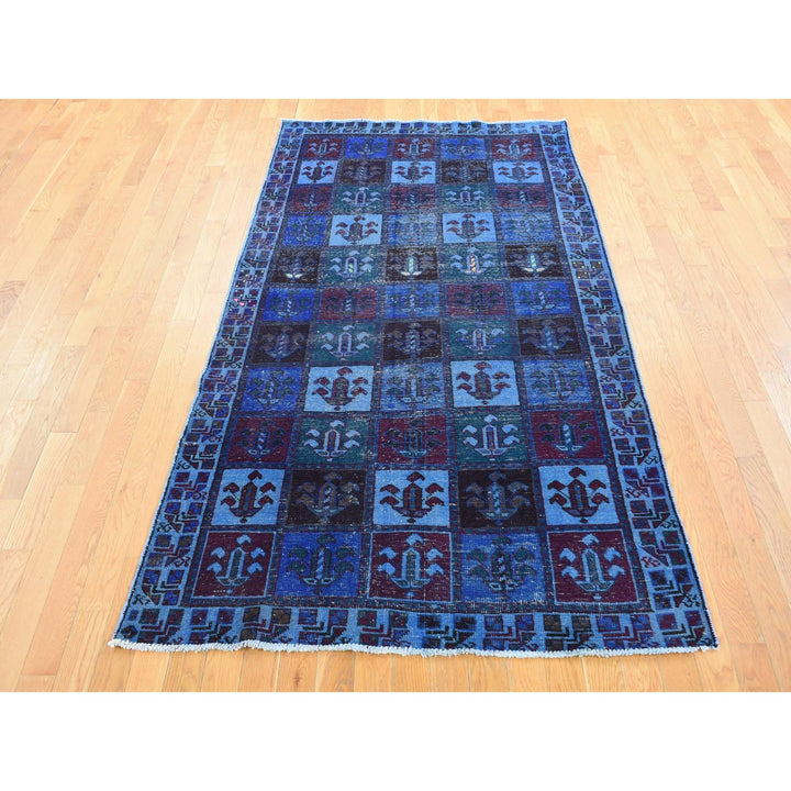 4'3" x 8'2" New Hand Knotted Blue Wool Rectangle Oriental Rug - MOA10280671