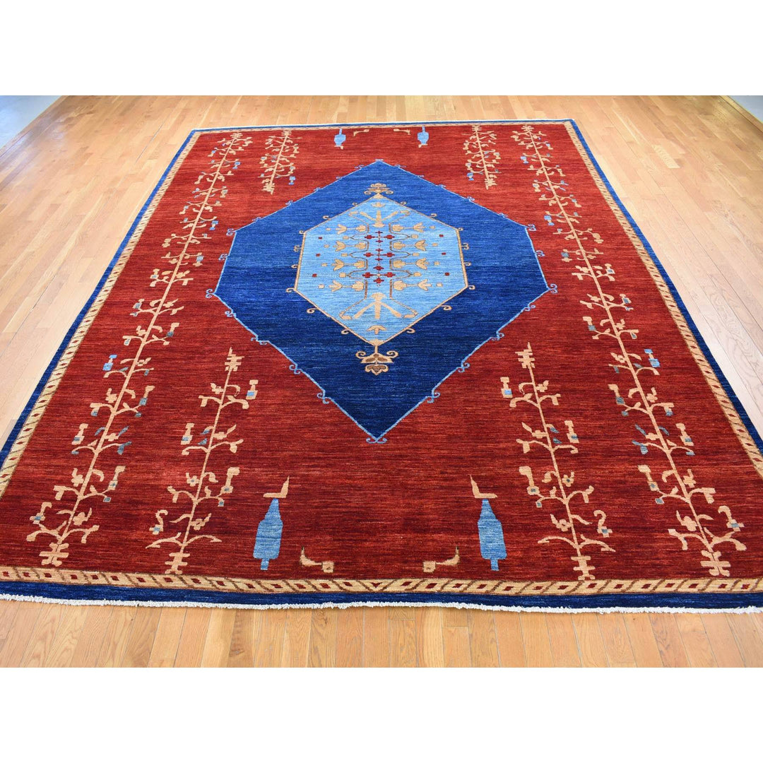 10'3" x 14'0" New Hand Knotted Red Cotton Rectangle Oriental Rug - MOA10280673