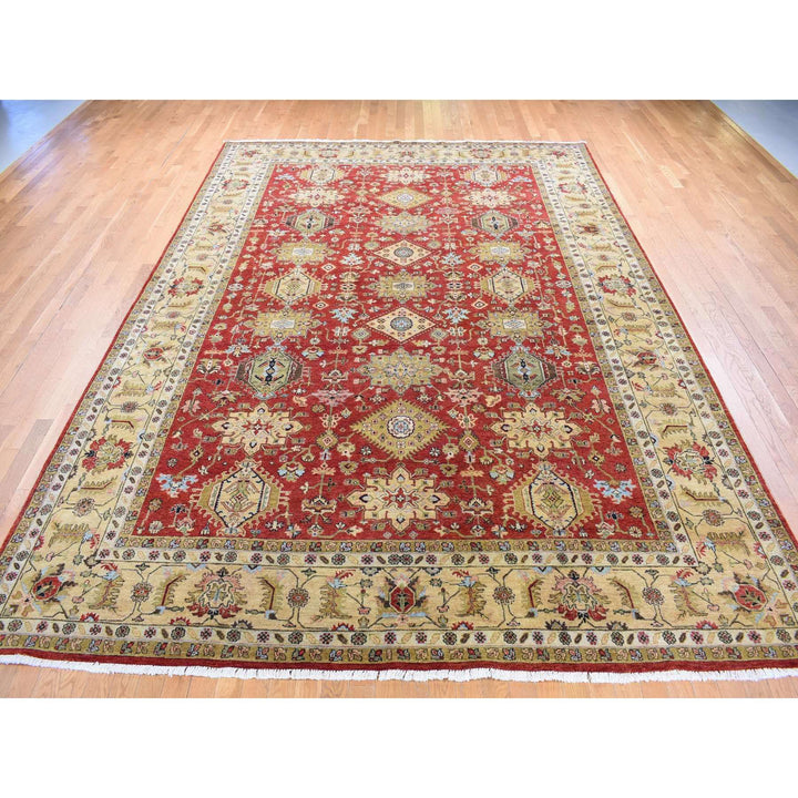 9'10" x 14'0" New Hand Knotted Red Wool Rectangle Oriental Rug - MOA10280674