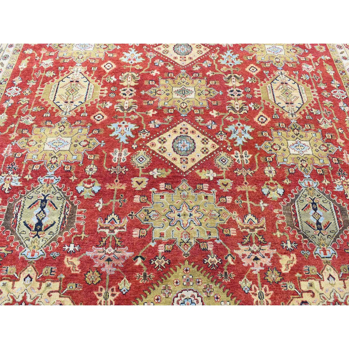 9'10" x 14'0" New Hand Knotted Red Wool Rectangle Oriental Rug - MOA10280674