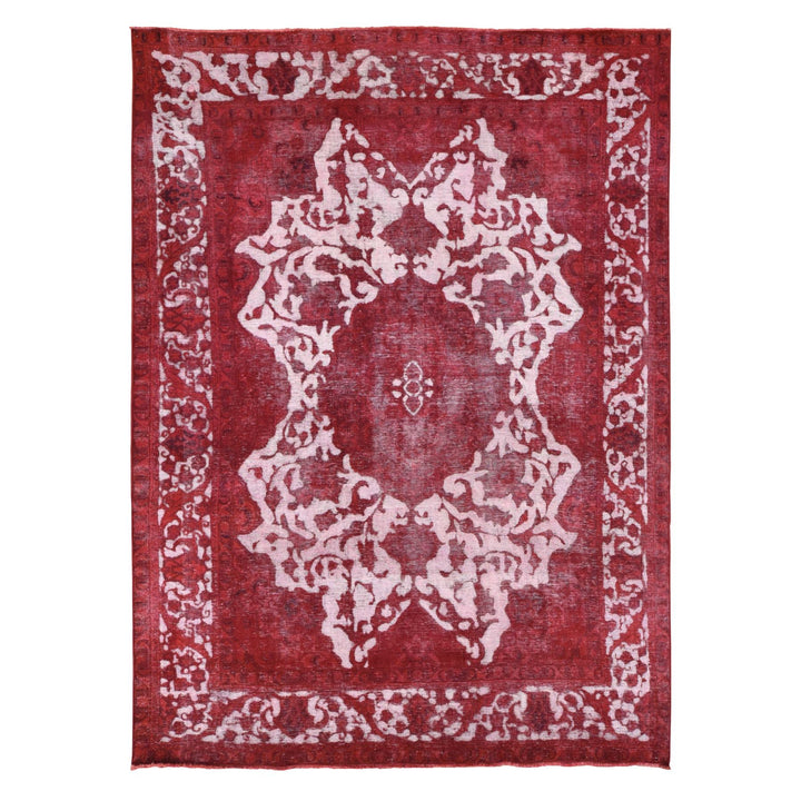 8'2" x 11'1" Vintage Hand Knotted Red Wool Rectangle Oriental Rug - MOA10280678