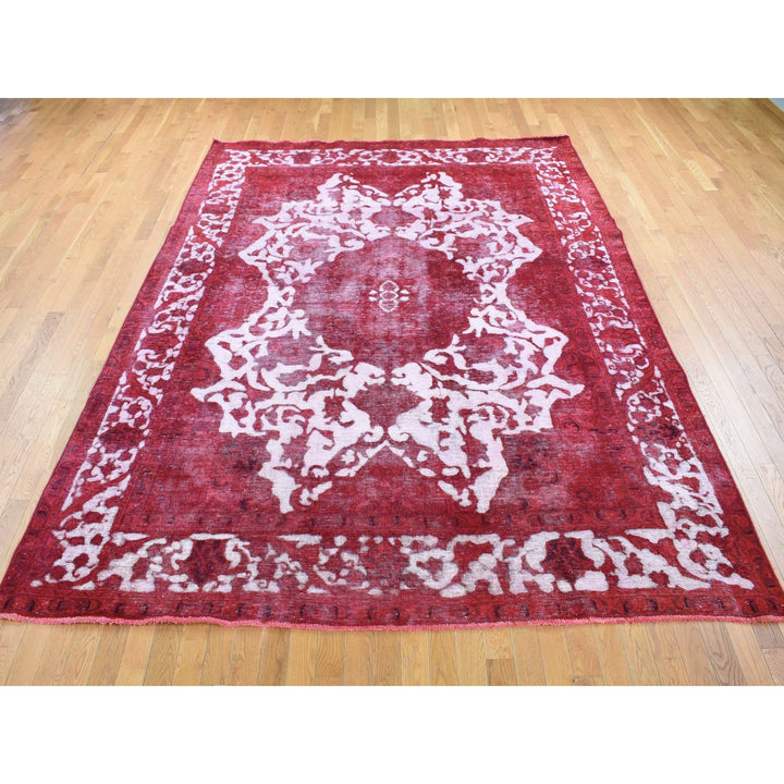 8'2" x 11'1" Vintage Hand Knotted Red Wool Rectangle Oriental Rug - MOA10280678