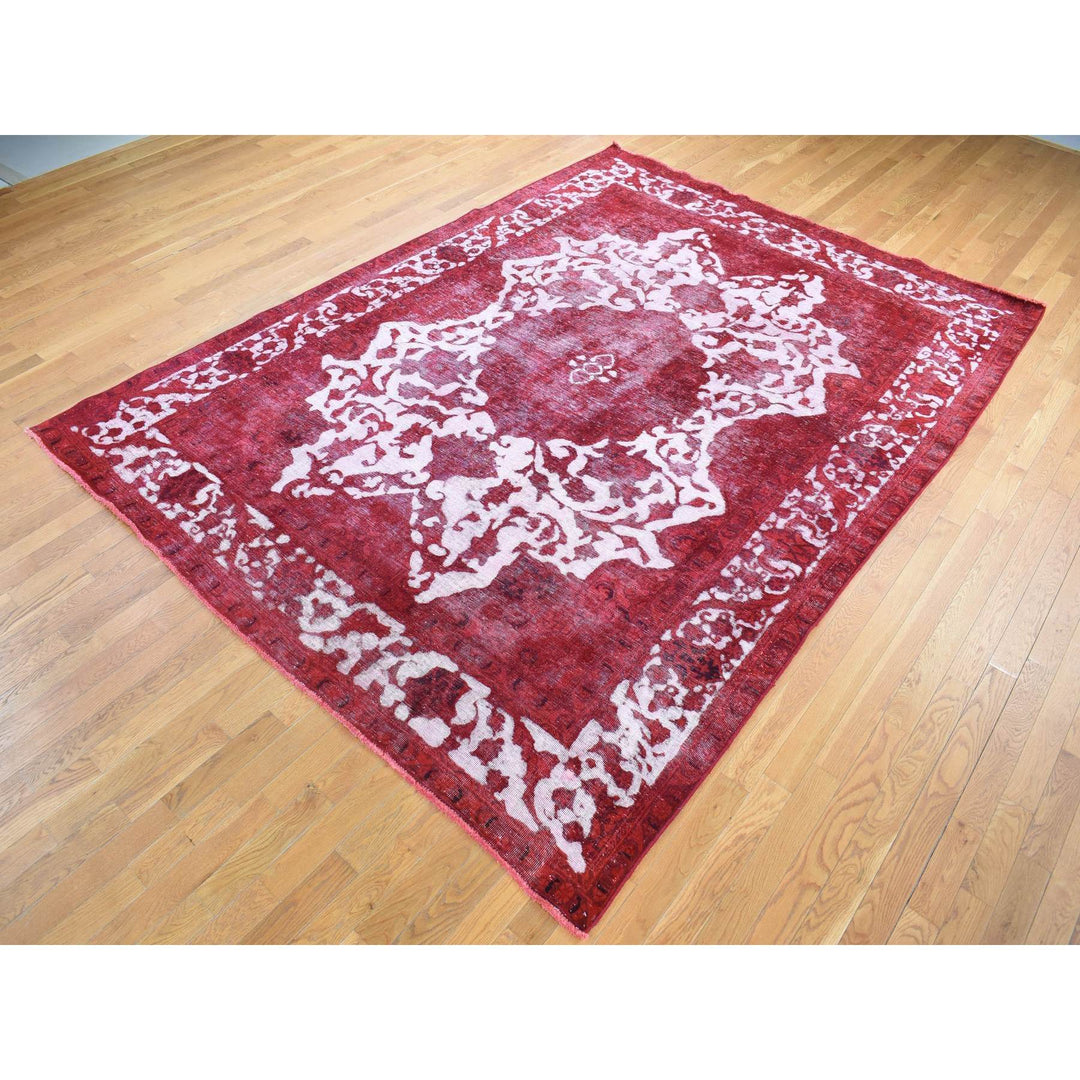 8'2" x 11'1" Vintage Hand Knotted Red Wool Rectangle Oriental Rug - MOA10280678